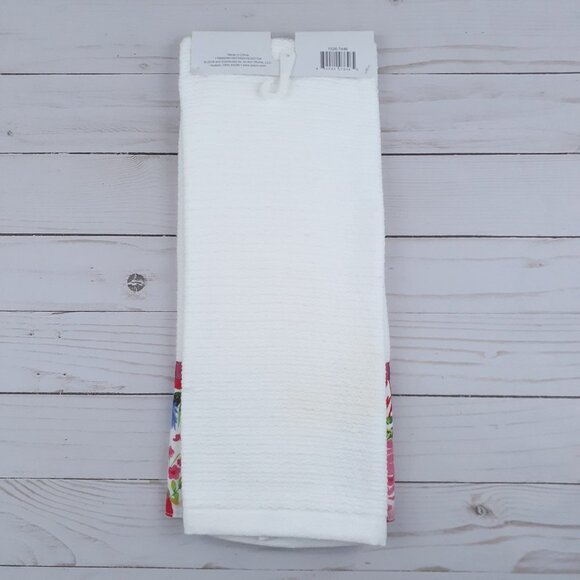 Hand Towel Live Simply Spring Floral Woven Burlap Applique - Picture 2 of 3